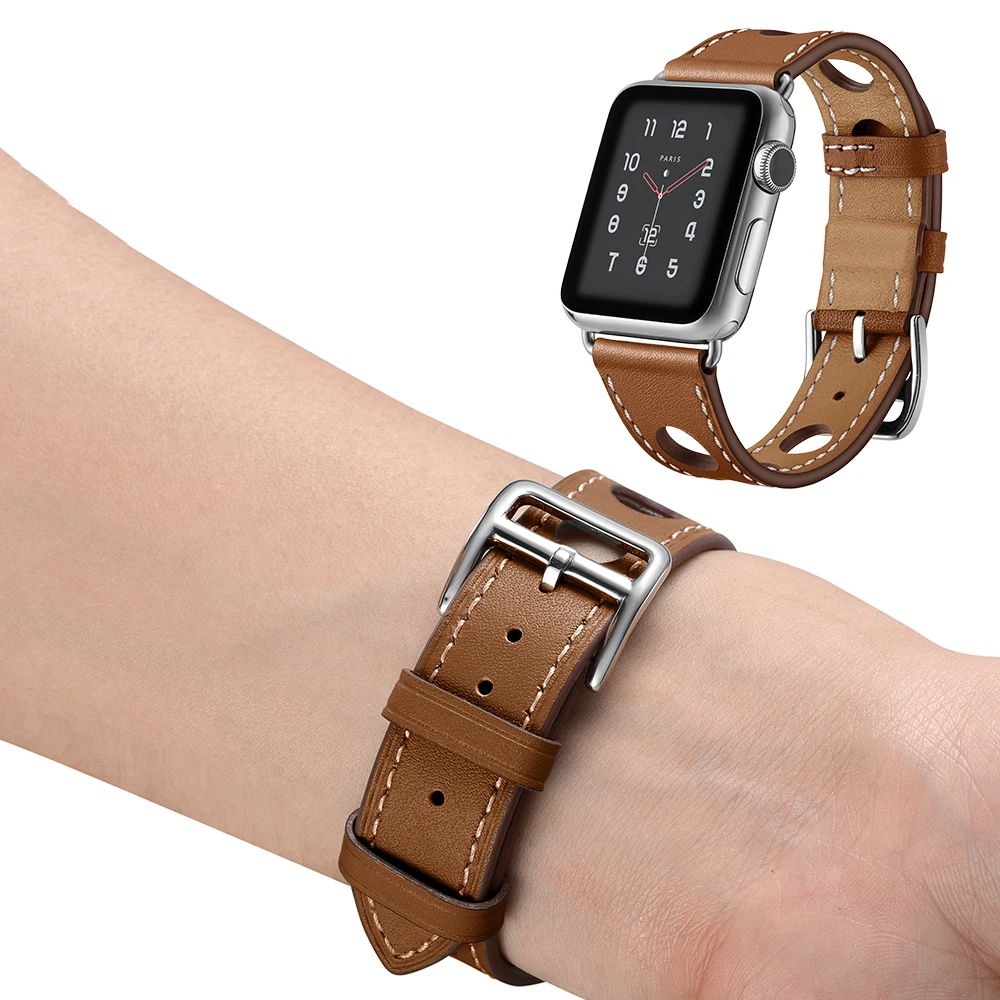 Браслет из натуральной кожи высокого качества кожаный ремешок для iWatch 4/5 40 мм 44 мм ремешок для часов для Apple watch 42 мм 38 мм Серия 1 и 2 и 3