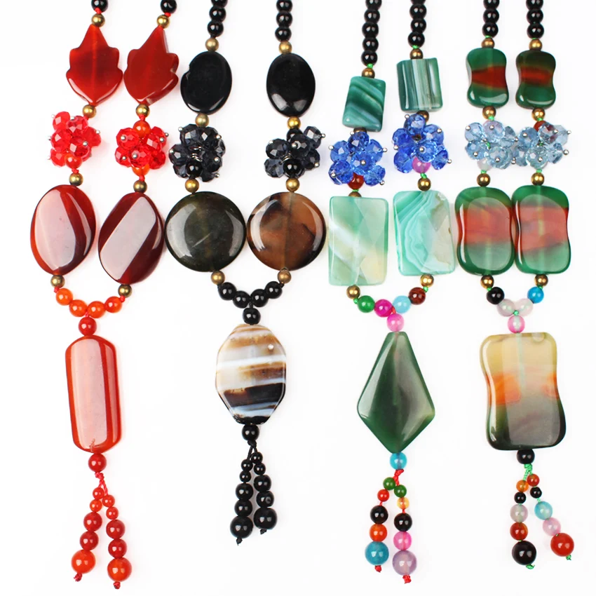 Женское Ожерелье в стиле бохо длинное ожерелье из натурального камня 50 см |