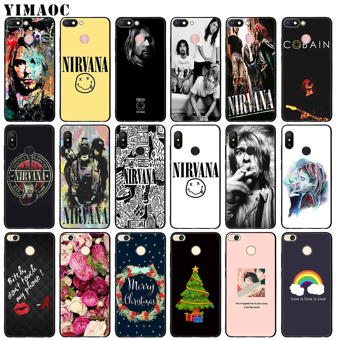 Мягкий силиконовый чехол YIMAOC Nirvana Kurt Cobain для Xiaomi Redmi K30 K20 Note 8 8T 7 5 6 Pro Mi Black flower из тпу