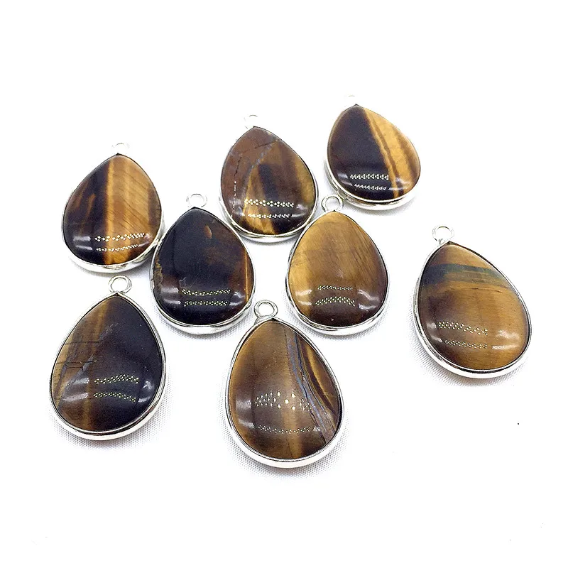 

5 шт./компл. 18*25 мм природа тигровый глаз из сплава и камень Цепочки и ожерелья с подвесками 100% с натуральным камнем, не Для мужчин сделано