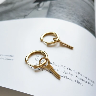 Louleur, Настоящее серебро 925 пробы, Золотые серьги для ключей, Простые Модные Золотые круглые серьги-гвоздики, серебряные серьги для женщин, ювелирные изделия, подарки - Цвет камня: gold color
