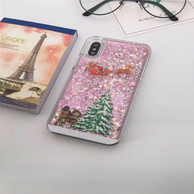Рождественская елка Жидкая Для Iphone 66S 6P 78 78plus X Xs Xr Xsmax Flash Sand Shell Анти-осенний чехол |