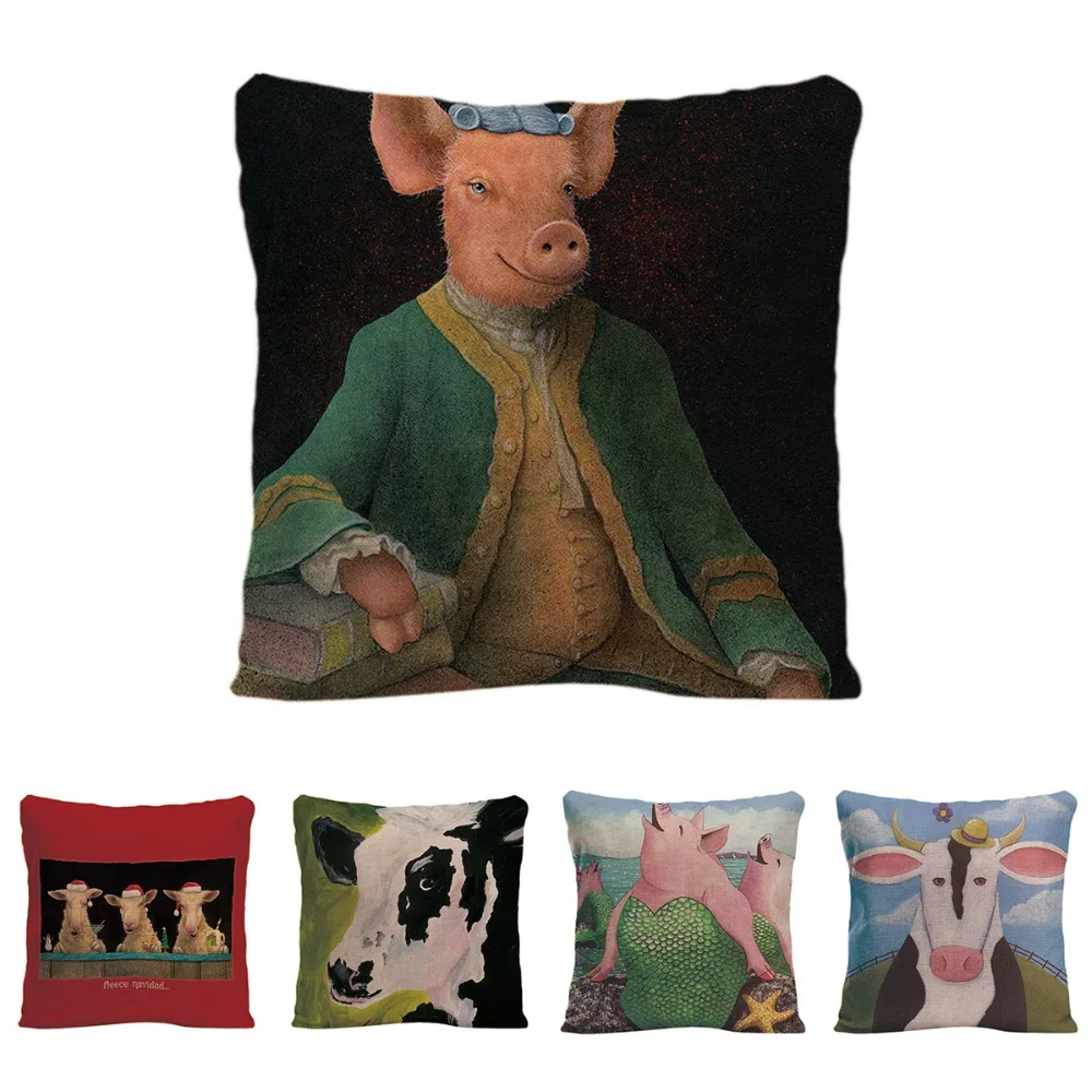 Хлопчатобумажная льняная наволочка в виде милой свиньи декоративная подушка для