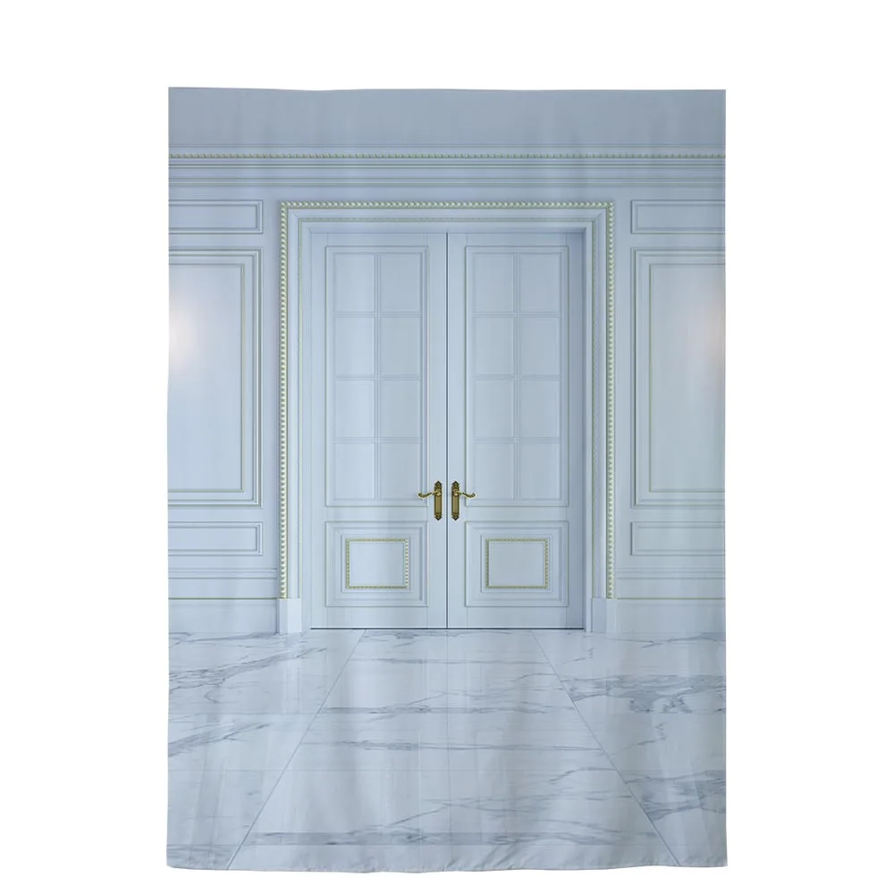 Allenjoy белая деревянная Роскошная дверь Золотая рамка мраморный пол наружный