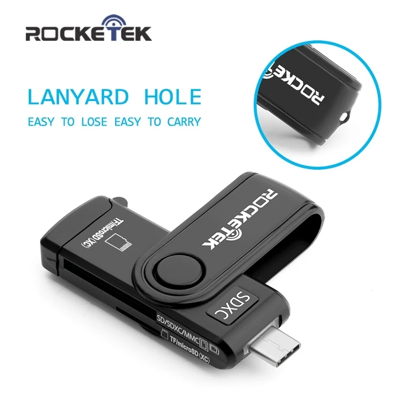 Rocketek Тип c usb OTG телефон type-c мульти 2 в 1 кардридер памяти адаптер SD TF micro ПК