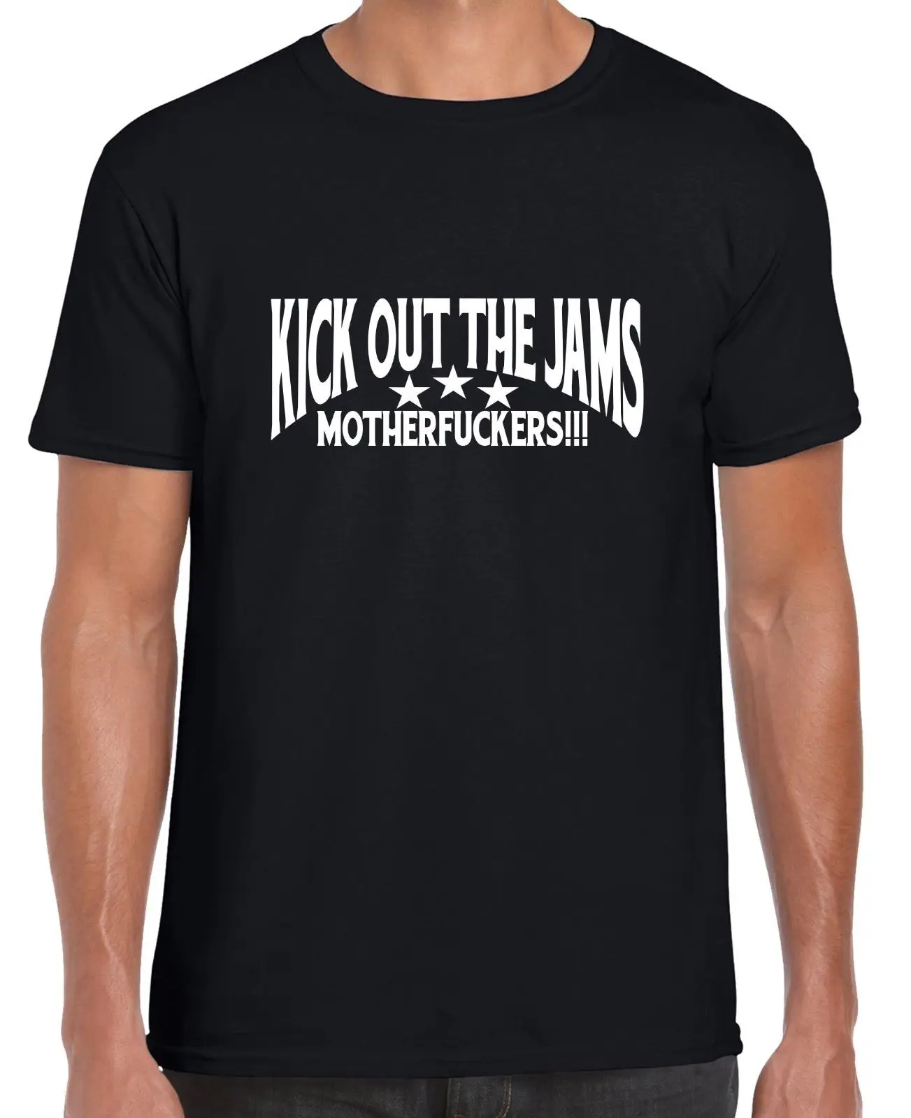 Футболка с надписью KICK OUT THE JAMS (Бренд Gildan MC5 Detroit 60 s Garage панк рок музыка) летняя