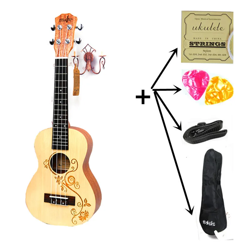 Uku with all parts 23 укулеле концертная акустическая маленькая гитара со струнами инструменты палисандр гриф древесина хвойного дерева, ели электрическая укулеле с пикап экв - Цвет: Uku with all parts