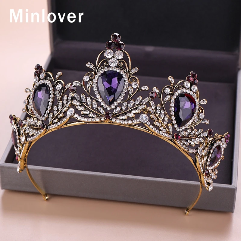 Minlover Elegant Baroque Vintage Bride Tiaras Crowns Women Wedding Hair Jewelry Accessories Crystal Diadem Pageant HG150 | Украшения и