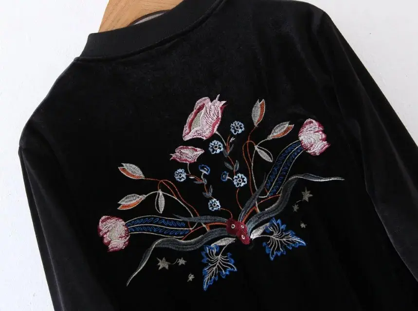 2019 весна осень Женская куртка с цветочной вышивкой бархатные жакеты Mujer Jaqueta