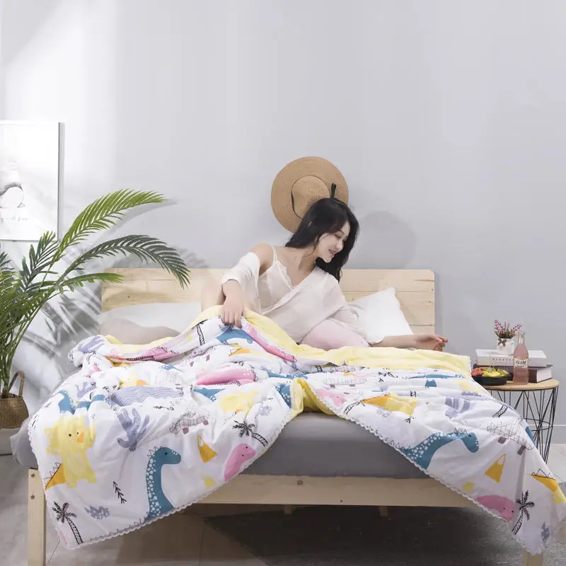 Leaf Pattern Soft Skin-friendly Summer Duvet Washed Cotton Thin Quilt Children Adults Duvet Pillowcase Wholesale(200x230cm