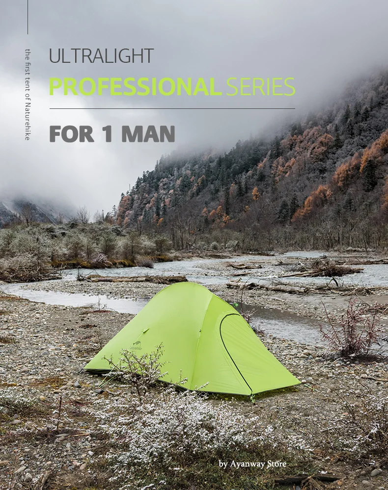 Naturehike 1 человек палатка Открытый Сверхлегкий оборудование для кемпинга большое пространство 20D нейлон зима лето свет кемпинг палатка с ковриком
