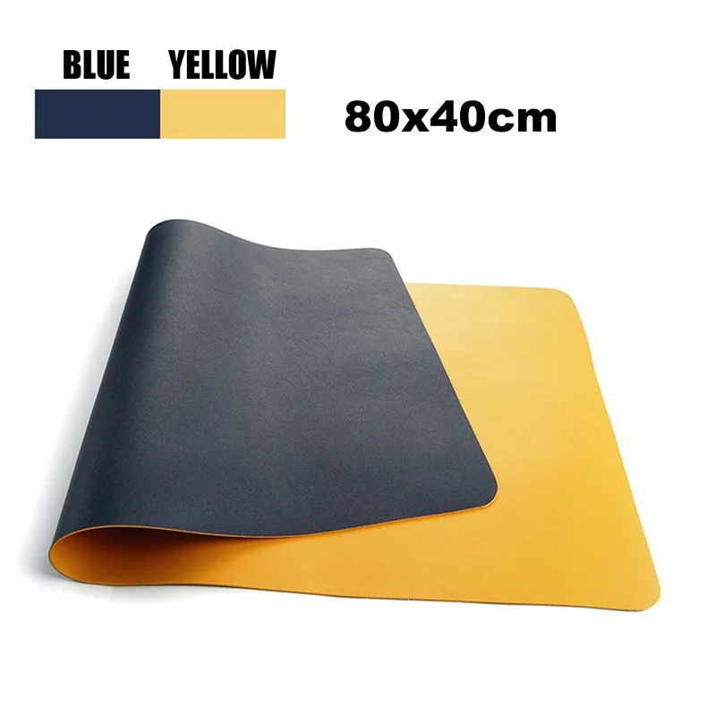 80x40cm-BlueYellow Двусторонний удобный коврик для мыши портативный большой игровой коврик для мыши водонепроницаемый Настольный коврик из искусственной кожи Grand Mat Gamer Muismat 60x30 80x40 см - Цвет: 80x40cm-BlueYellow