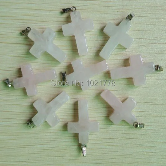 2018 модный натуральный розовый кристаллический камень крестообразные подвески