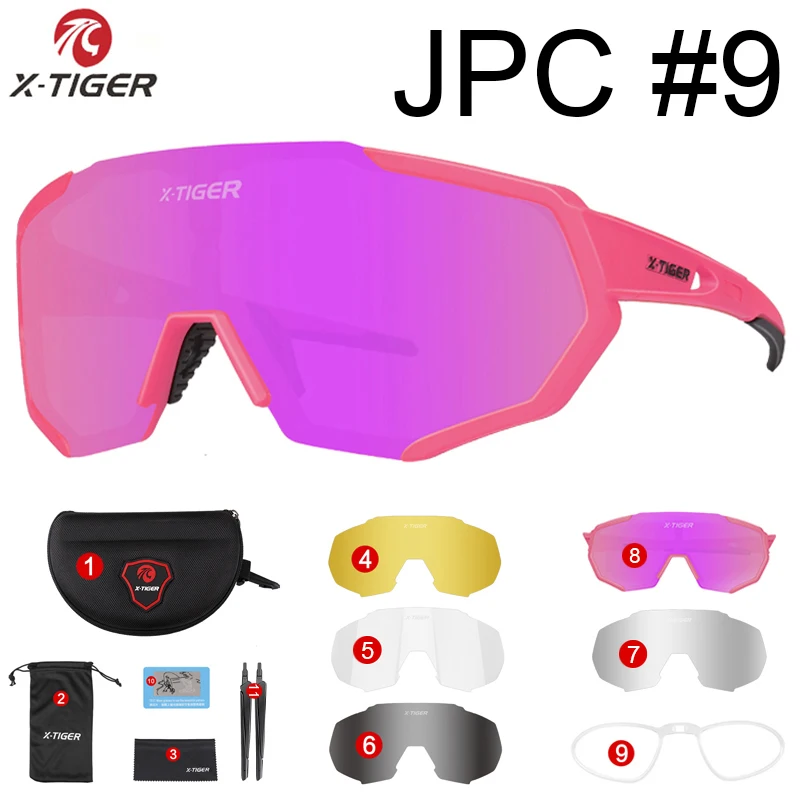 cycling glasses X-TIGER, 5 линз, поляризационные очки для велоспорта, близорукость, рама для велосипеда, для спорта на открытом воздухе, велосипедные солнцезащитные очки для мужчин и женщин, очки - Цвет: cycling glasses