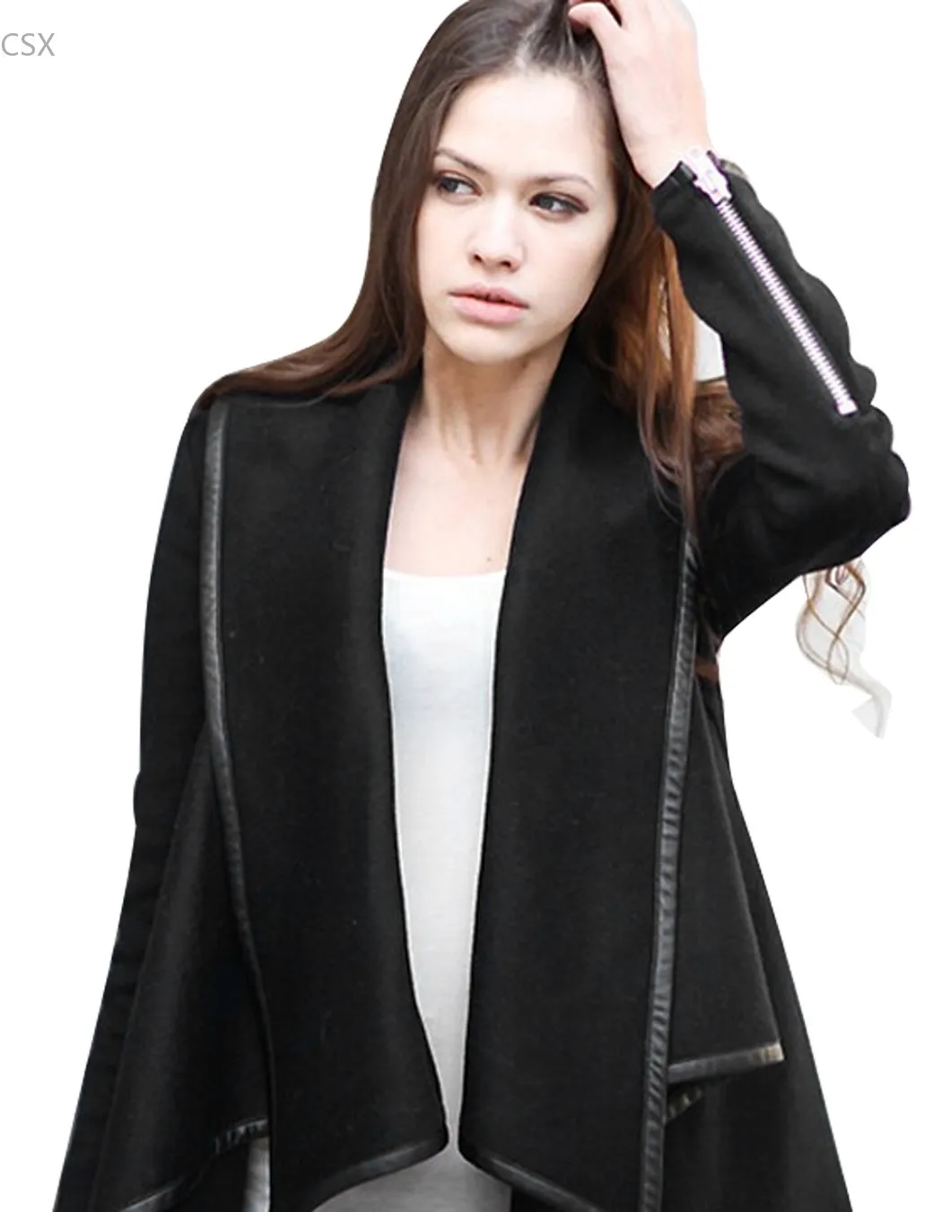 MwOiiOwM новинка 2014 зимнее шерстяное пальто модный Тренч черное фотопальто 30|overcoat