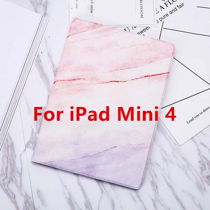 Pink 4 Для iPad 9,7 чехол A1893 из искусственной кожи с мрамором, умный чехол с функцией автоматического сна/пробуждения для iPad 2/3/4 Air 1 2 Mini 1 2 3 4 Funda - Цвет: Pink 4