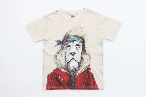 Хлопковая футболка для мальчиков, Популярная рубашка с принтом льва, с коротким рукавом, детская одежда, на лето