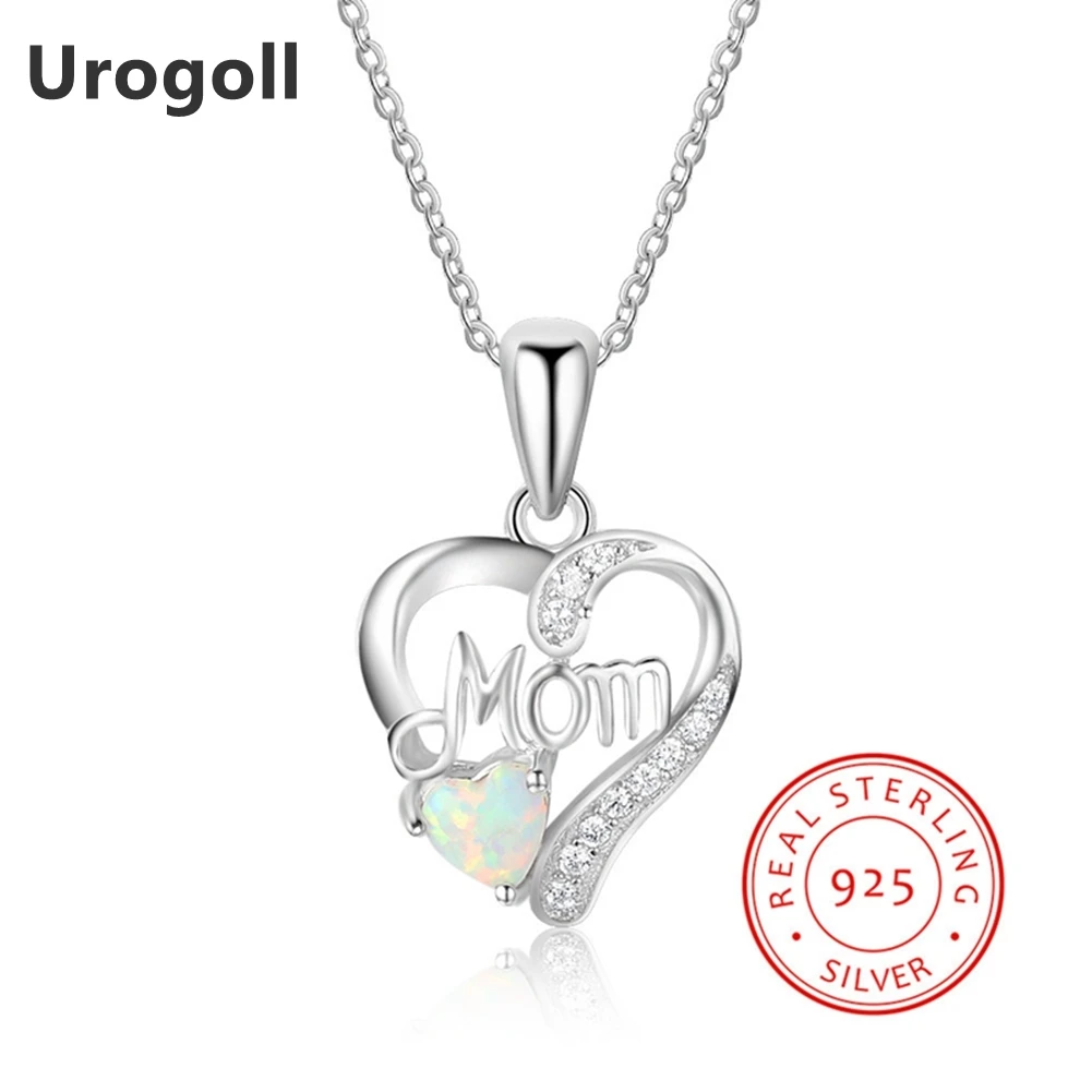 Genuine 925 Sterling Silver Opal Pendant Necklace Fine Jewelry AAA Cubic Zirconia Necklaces For Women Anniversary Gifts | Украшения и
