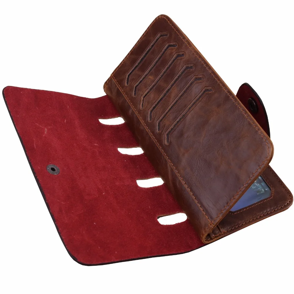 Мужской кошелек модный ретро роскошный брендовый кожаный на застежке мужские