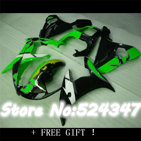 

Горячая продажа ABS обтекатель комплект для YZF-R6 03 04 05 зеленый черный Сантандер aftermarket YZF R6 2003 2004 2005 Обтекатели набор для Yamaha-Nn