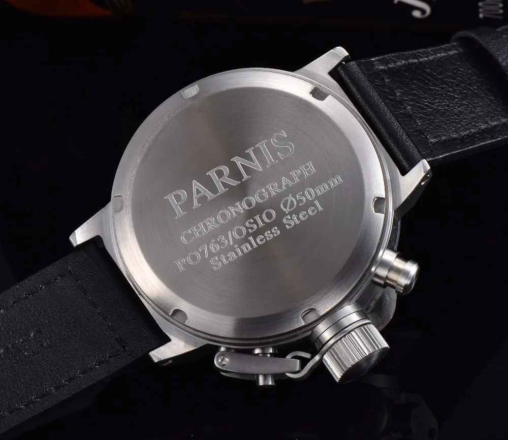 Часы Parnis 50 мм Матовый Твердый 316L нержавеющая сталь мужские часы кварцевый