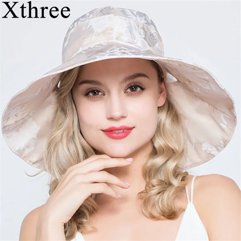 Xthree женская летняя шляпа складная пляжная для девочки Панама Женская дышащая