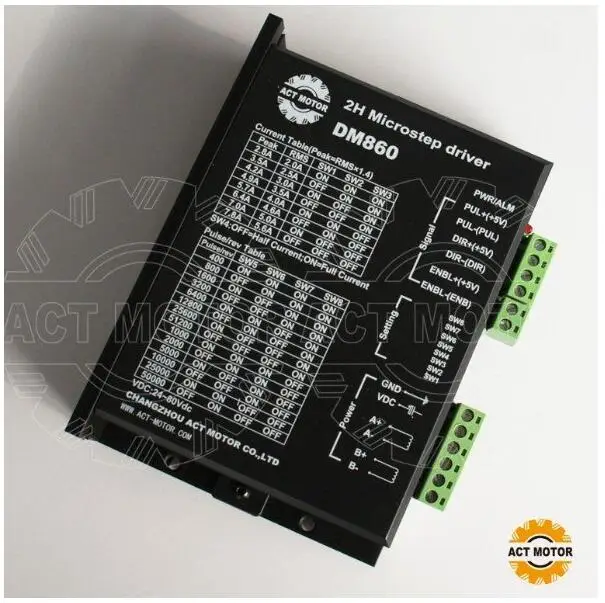 Действовать двигатель 1 шт. Nema34 шаговый 34HS5435B двойной вал 1600oz 3.5A + драйвер DM860 7.8A