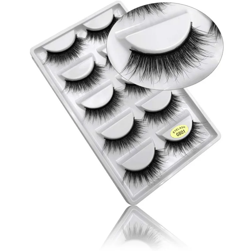 5 Boxes/Lot Cruelty-Free Mink Fur Eyelashes 3D Style Hand Made Natural Long False Lashes Extension Professional for Make up | Красота и