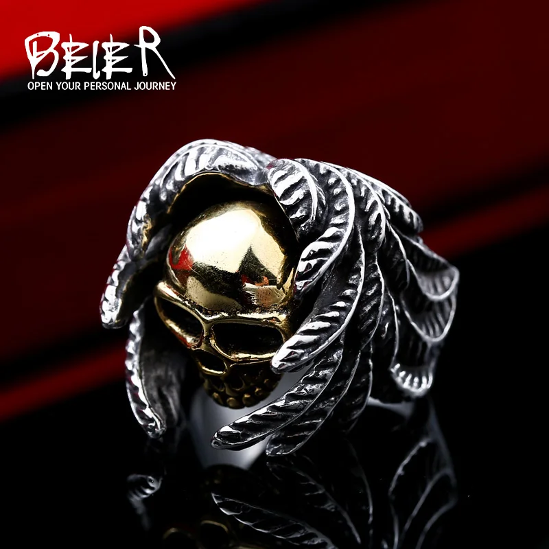 Байер кольцо из нержавеющей стали 316L Байкер череп человека специальный медный