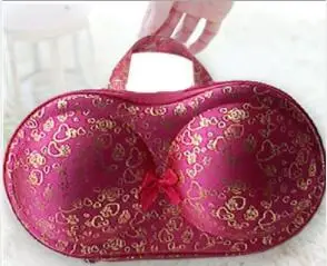 2rose red heart Анти-давление формирующий Бюстгальтер сумка портативный дорожный ящик для хранения нижнее белье сумка для хранения с крышкой с сетчатой полосой цветок волна точка - Цвет: 2rose red heart