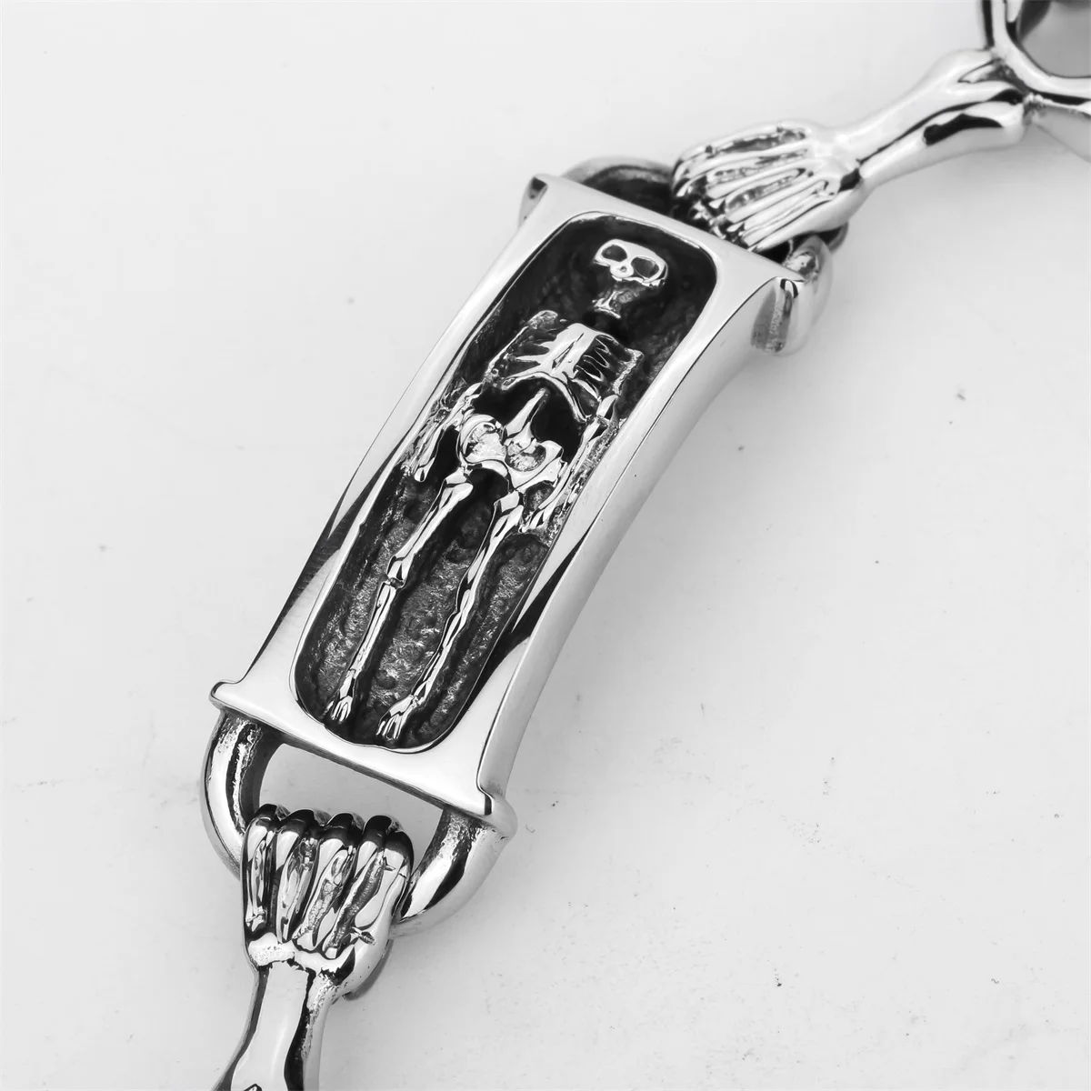 Мужской браслет с черепом и цепочкой из нержавеющей стали байкерские ювелирные