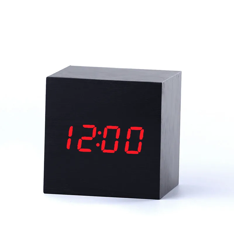 

LED Wooden Light alarm Clock Despertador Western Digital External Clock Hygrometer USB Power Battery Electronic Desktop Time