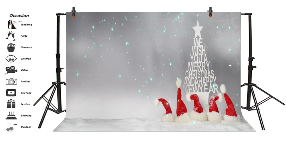Laeacco зимний Снежный звездный свет боке Рождественская шляпа фон для фотосъемки