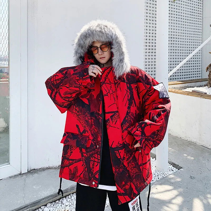 Для мужчин мех Камуфляж Зимнее пальто из искусственного меха Верхняя одежда