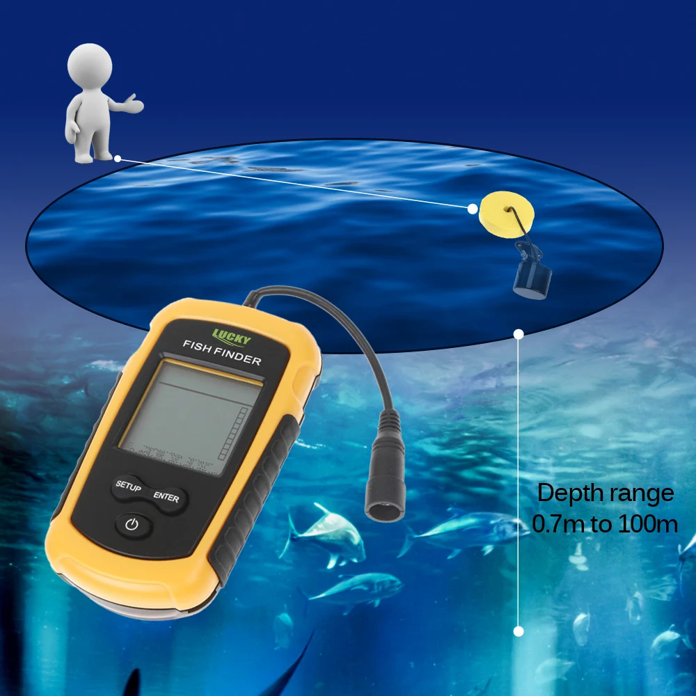 LUCKY Fishing Finder Sonar Alarm эхолот преобразователь датчик глубины круглый гидролокатор