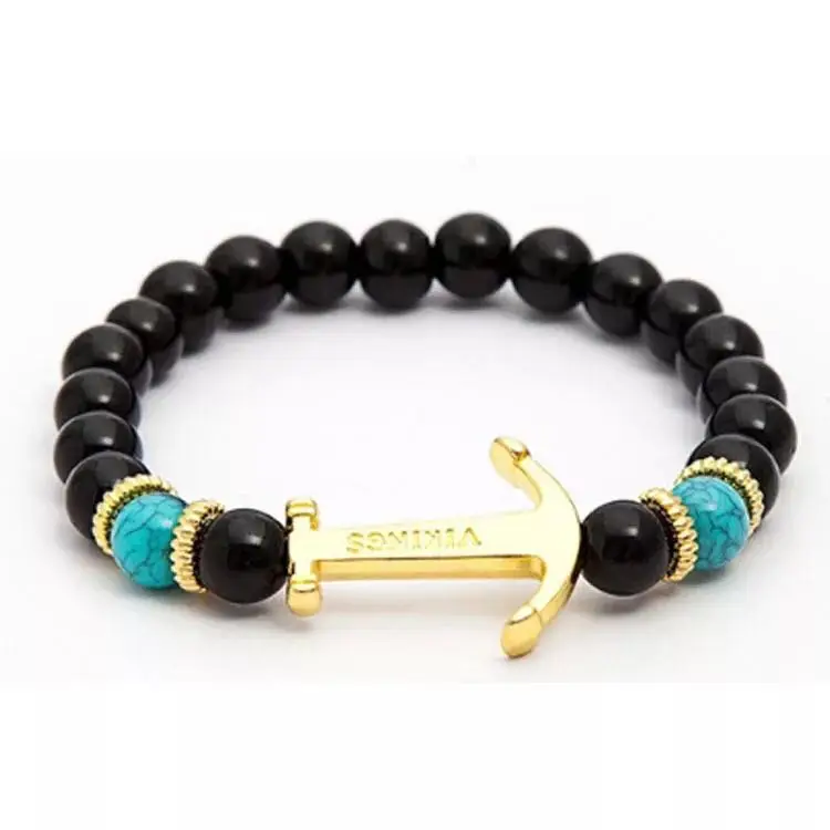 Knight warrior gladiator helmet bracelet alloy boat spear arrowhead black lava stone beads jewelry gift men and women | Украшения и