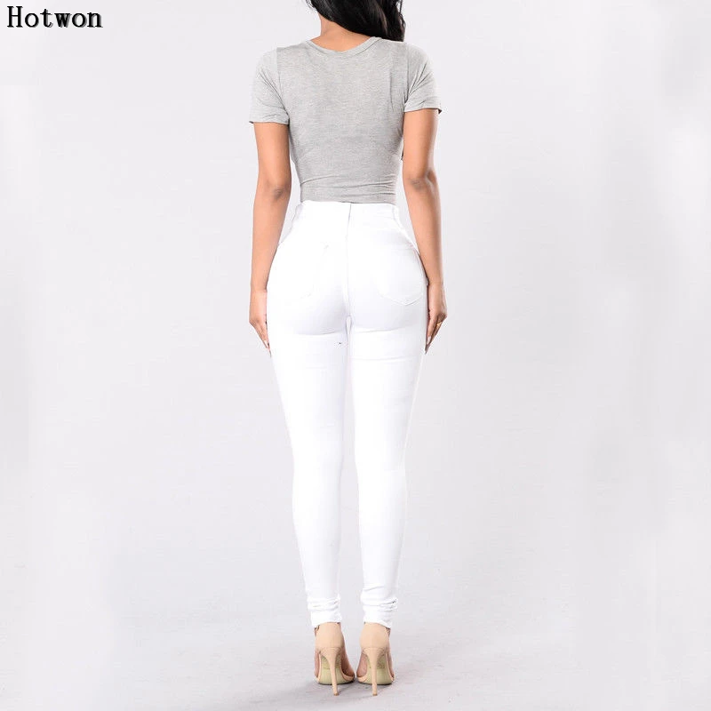 Новинка 2017 Модные осенние стильные женские джинсы рваные черные белые штаны