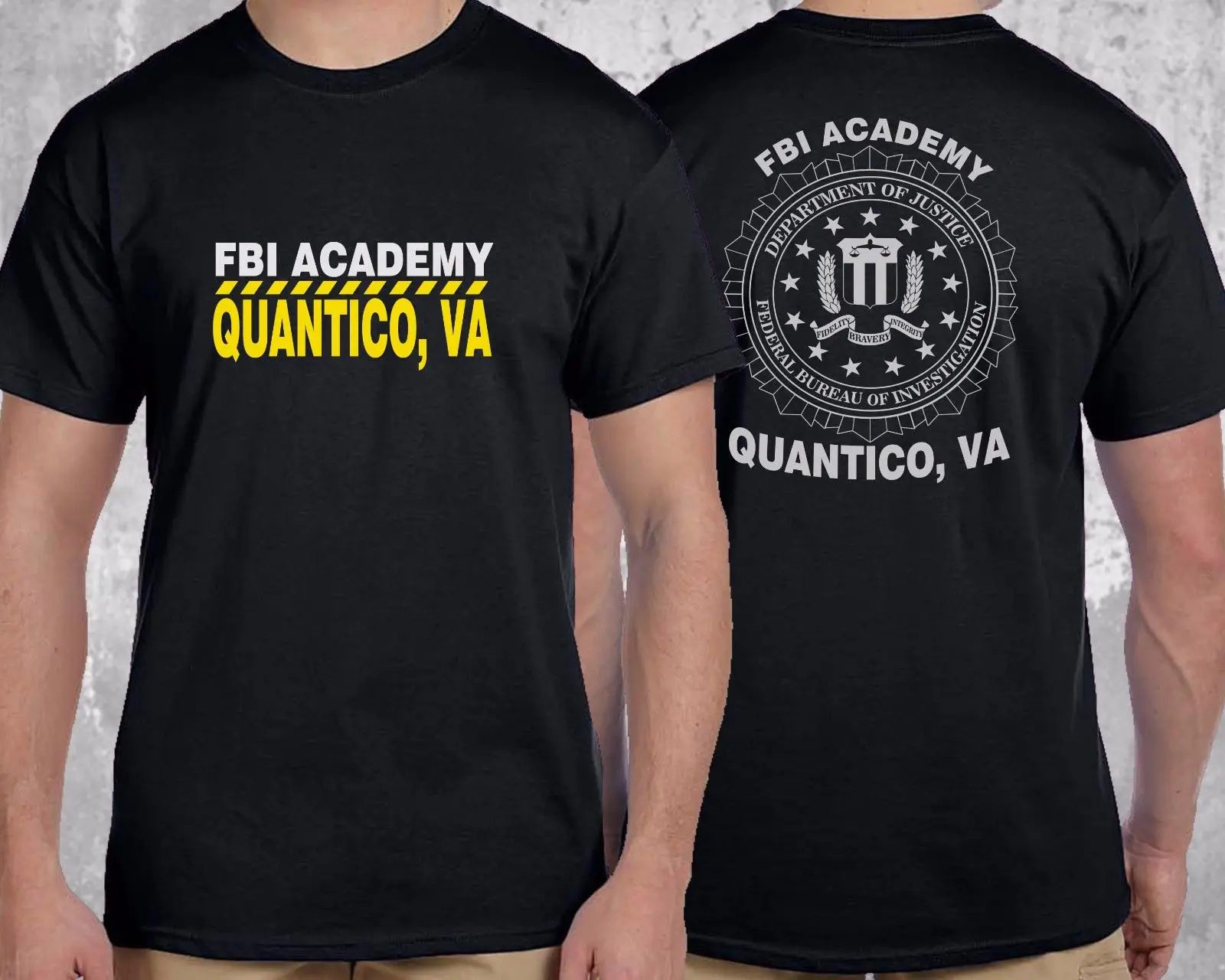 

2019 Summer T-Shirts For Men Funny Short Sleeve Cotton T-Shirts Fbi Academy Quantico Va Policeurban T Shirts