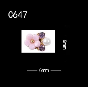 C647 10 шт/лот салон профессиональный летний японский тип цветок с жемчужным сплавом ювелирные изделия ногтей Шарм дизайн ногтей искусство части украшения - Цвет: C647