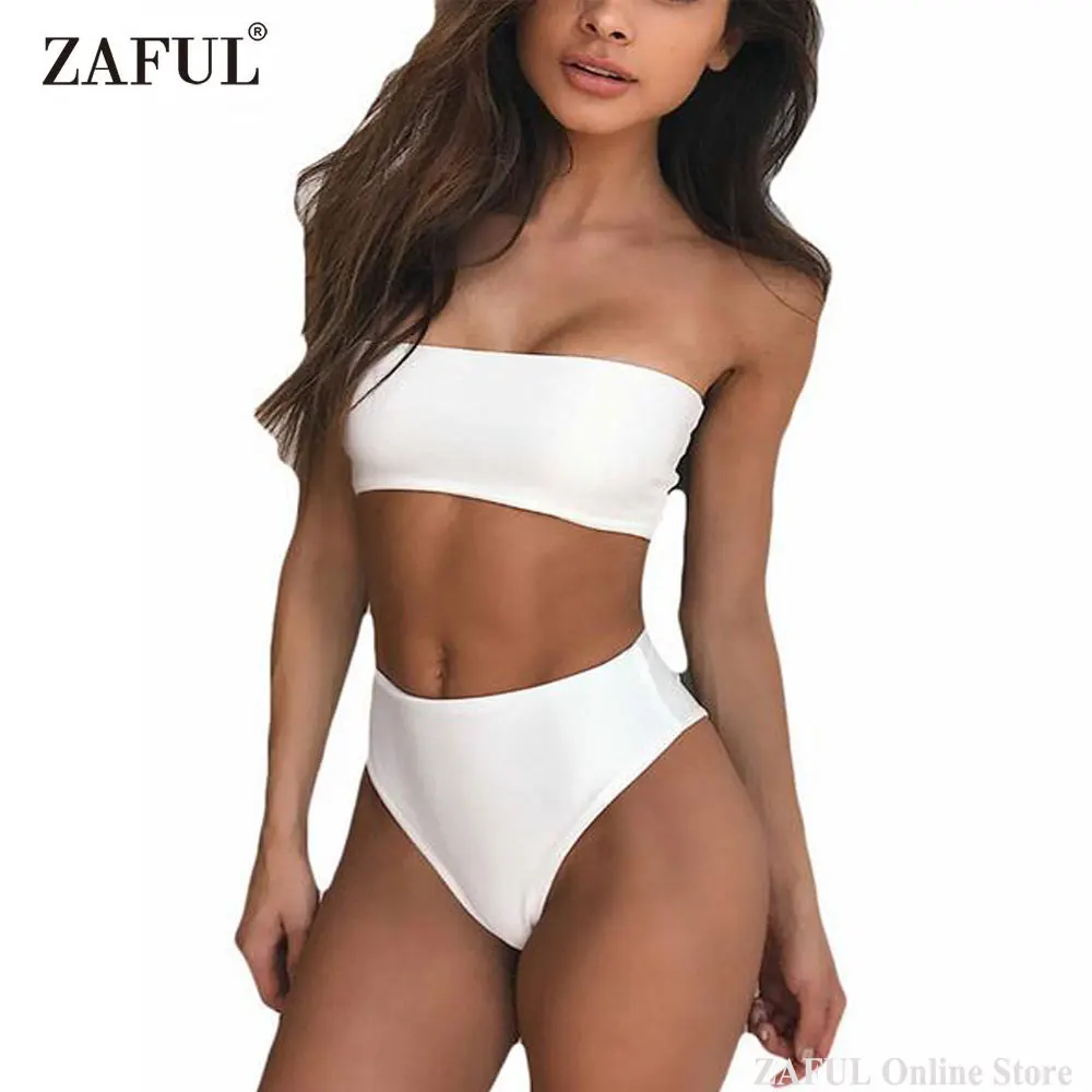 ZAFUL 2019 Женский Одноцветный купальник без бретелек бандо сексуальное бикини с