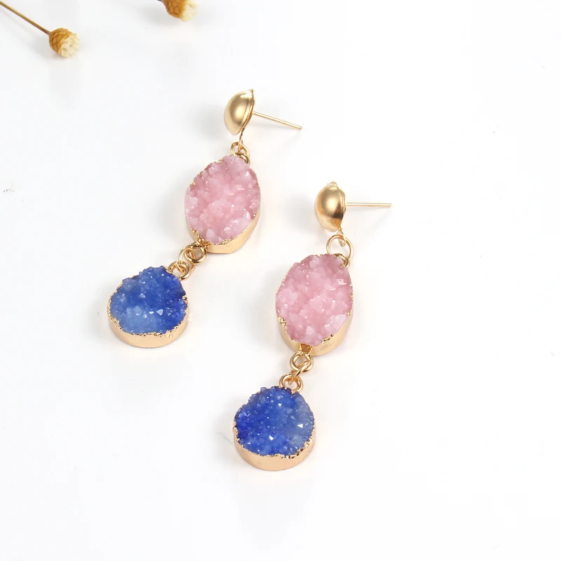 1 пара серьги в богемном стиле ручной работы из полимерного камня для женщин