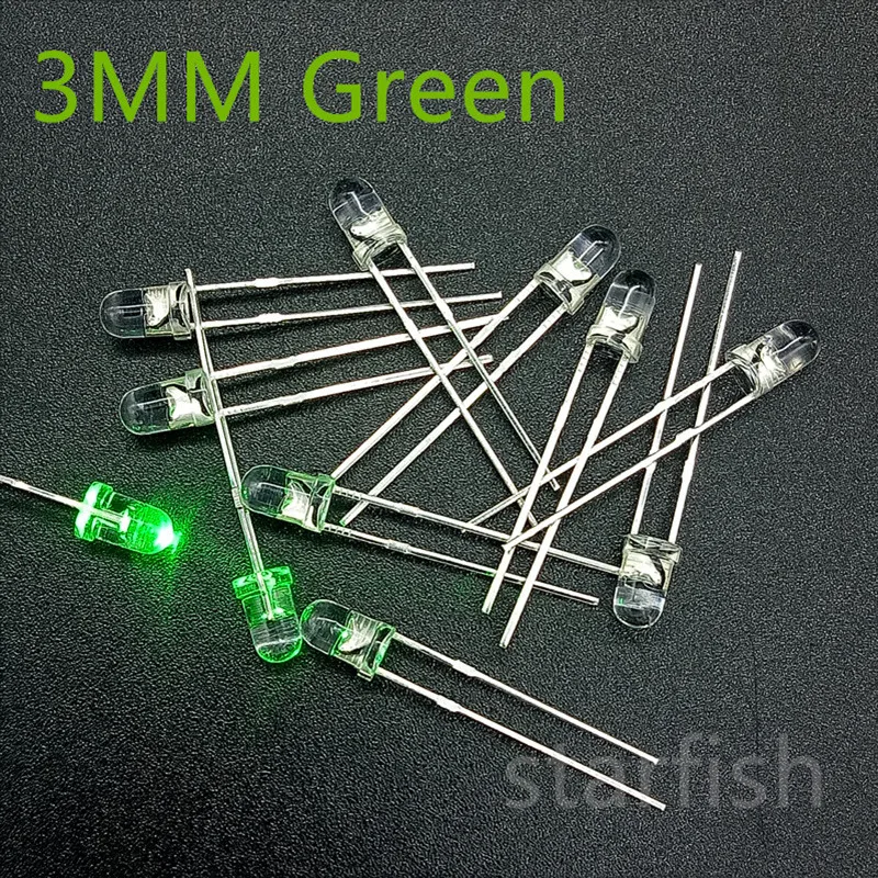 100 шт. путем самостоятельного выбора между 3 мм зеленый набора круглых прозрачных