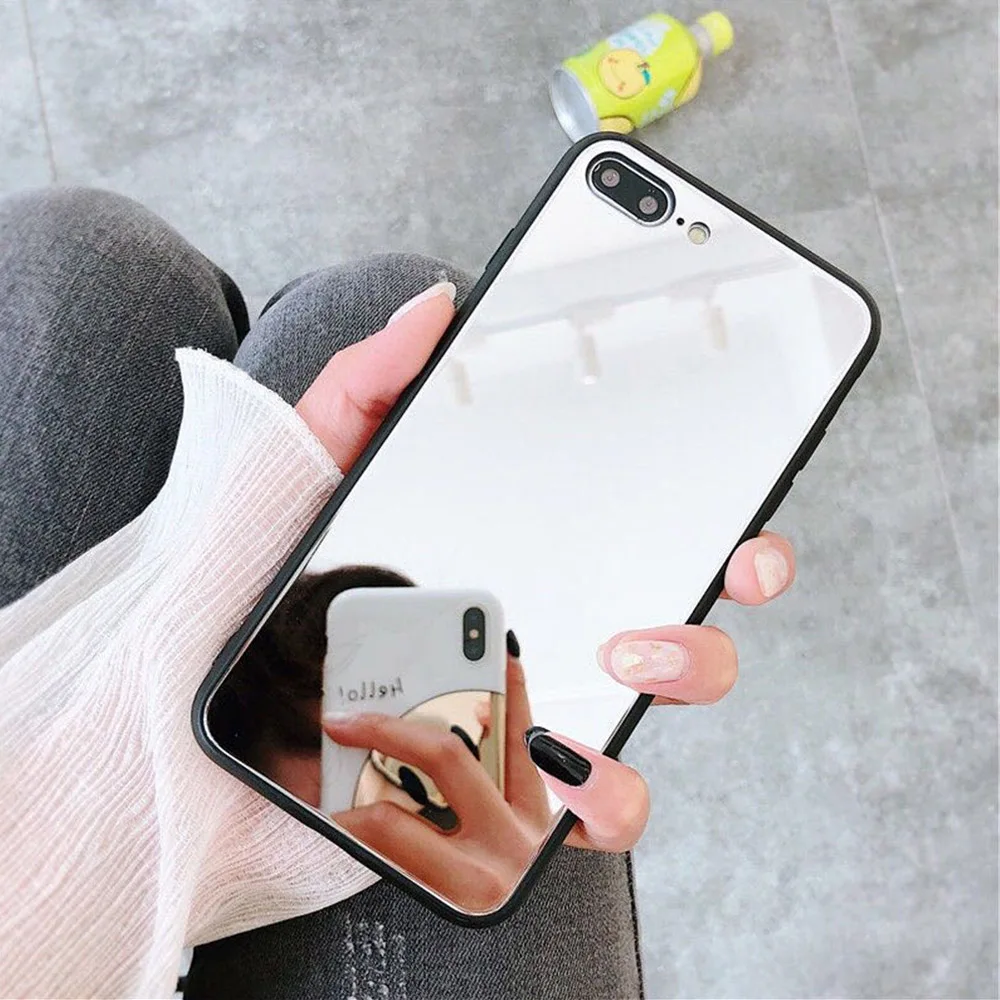 Зеркало для макияжа, чехол для телефона samsung Galaxy A5, A6, A8 Plus, A7, роскошный светильник с черным бампером из ТПУ