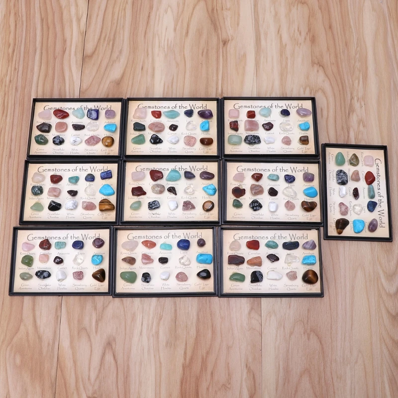 

JAVRICK Multi Colors Rock Collection 15pcs Mixed Natural Mineral Ore Specimens Gemstones with Box