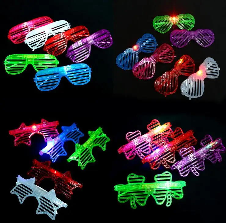 

Shutter glasses party decorate the new plastic glasses square pentagram love clover light-emitting toys