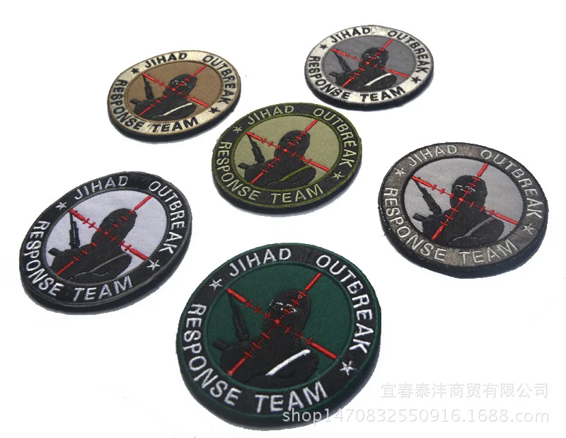 

Custom Jihad outbreak response team infidel patches Embroidered military army tactical badges IASF for jackaet SWAT