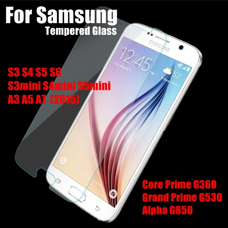 Премиум Закаленное стекло пленка для Samsung Galaxy S6 S3 S4 S5 mini A3 A5 A7 Core Grand Prime G530 G360 Alpha G850
