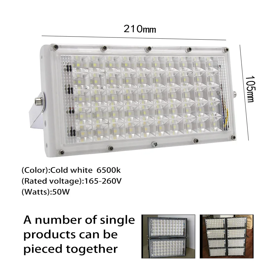 White Shell DINGDIAN светодиодный 50 Вт прожекторы AC165-260V наружные огни ультра яркий прожектор светодиодный проектор строительство уличная садовая лампа - Испускаемый цвет: White Shell