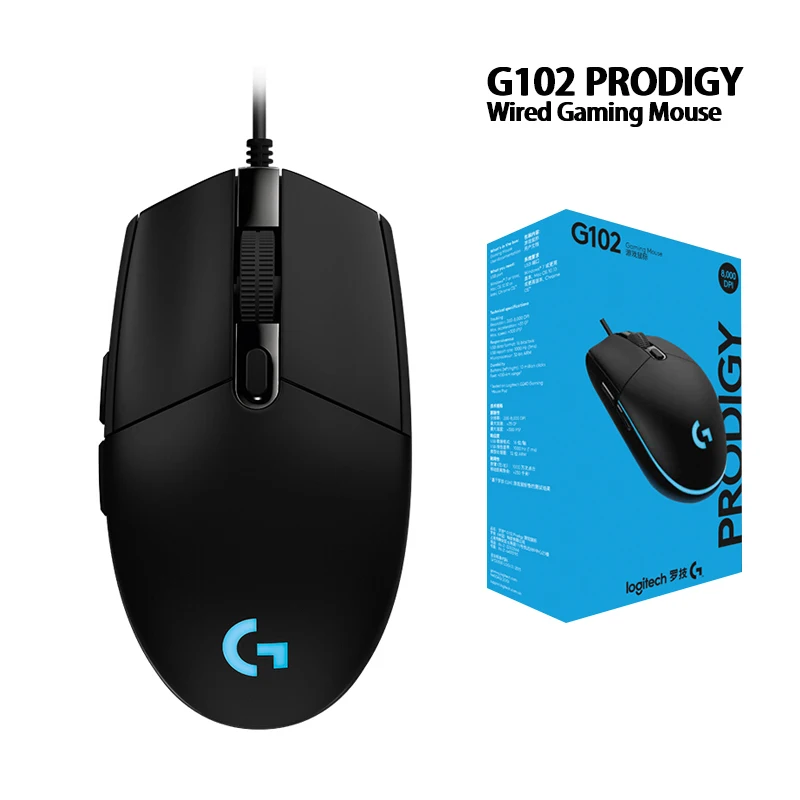 G102 Black Оригинальная мышь logitech G403/G502/MX518/G402/G302/G102/G300s Проводная игровая мышь с поддержкой настольного компьютера/ноутбука Windows 10/8/7 - Цвет: G102 Black