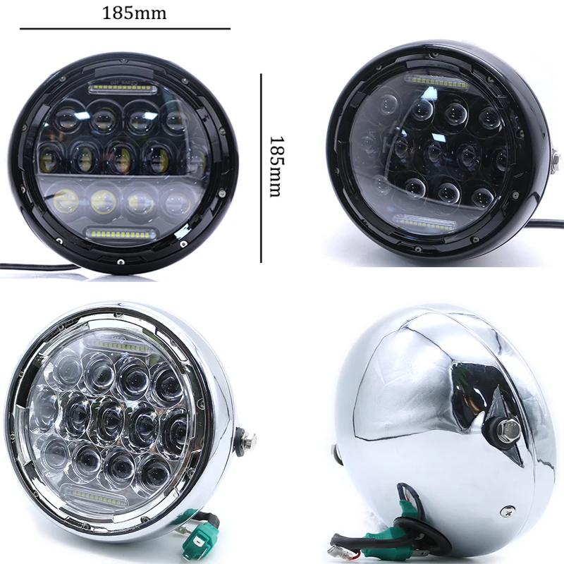 Мотоциклетная 7 &quotсветодиодная фара дюймов DC 12V мотоциклетная Ретро черная